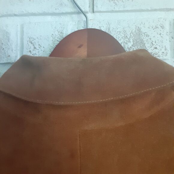 Vintage Handcrafted Mexican Leather Fringe Midriff Jacket L Snap Button NOTE - Picture 5 of 10